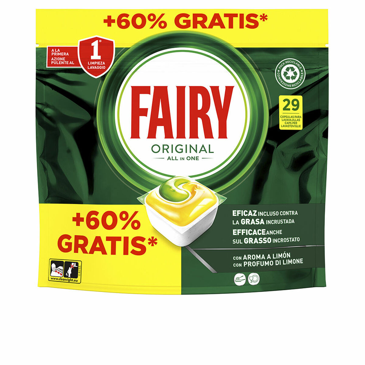 Indaplovės tabletės Fairy FAIRY TODO EN 1 LIMON