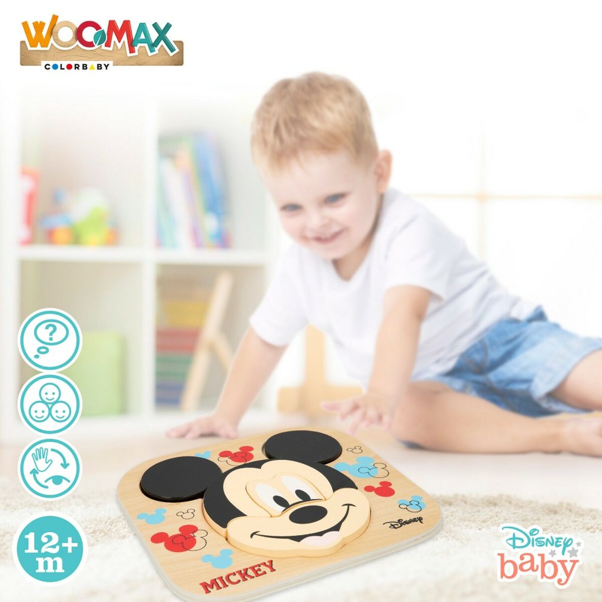 Vaikiška medinė puzlė Disney Mickey Mouse + 12 metų 6 Dalys (12 vnt.)