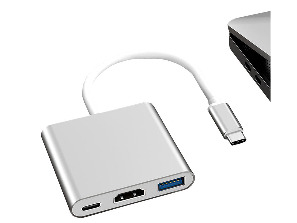 Adapteris 3in1 hub usb-c usb 3.0 hdmi 4k