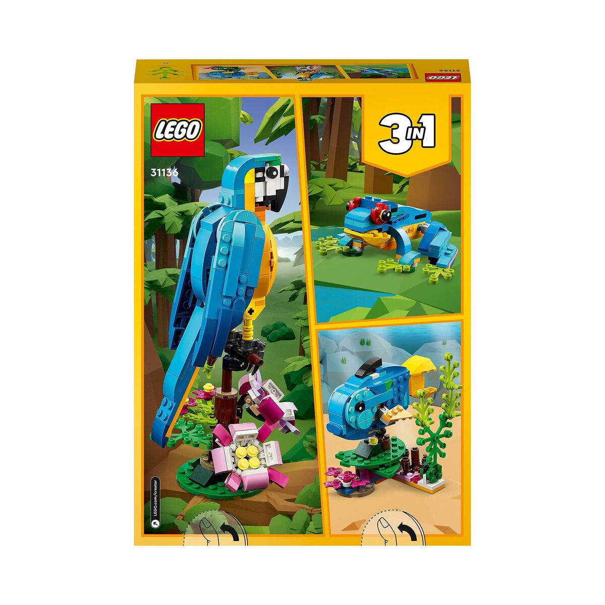 Statybos rinkinys Lego Creator 31136 Exotic parrot with frog and fish 3 viename 253 Dalys