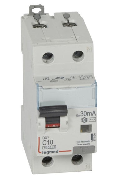 Automatinis jungiklis su srovės nuotekio rėle Legrand 411000 (10A, 1P+NR, 230V, 30mA, RCBO)