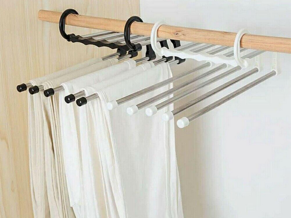 5 porų ištraukiama drabužių spintos kelnių lentyna