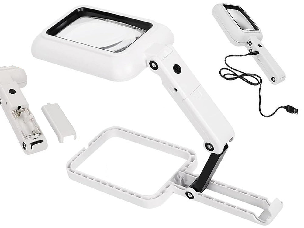 Juvelyro stalo didysis 3x 18 led sulankstomasis didintuvas