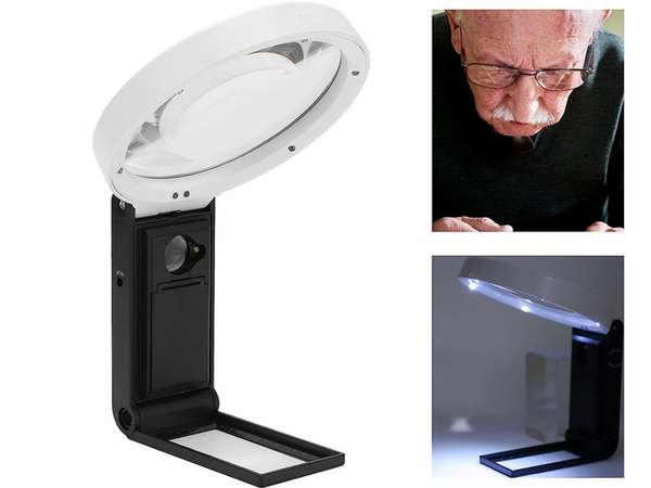 Sulankstomas juvelyrinis didinamasis stiklas 10x 25x 6 led 2 uv skalė