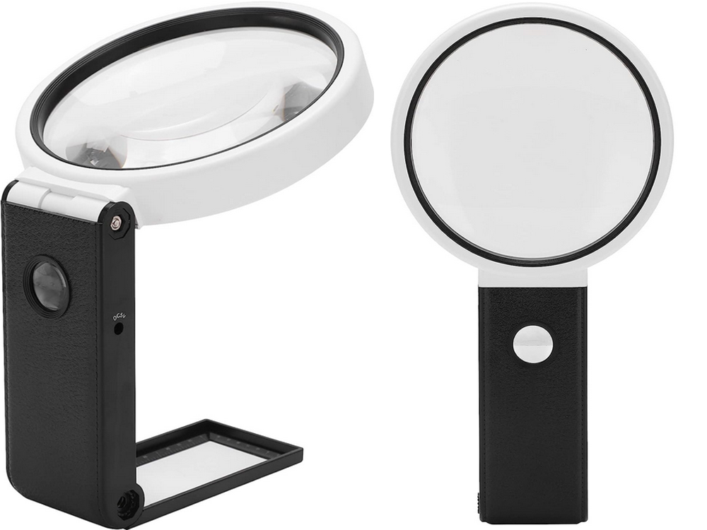 Sulankstomas juvelyrinis didinamasis stiklas 10x 25x 6 led 2 uv skalė