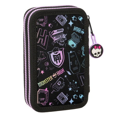 Dvigubo pieštuko dėklas Monster High Juoda 12.5 x 19.5 x 4 cm 28 Dalys