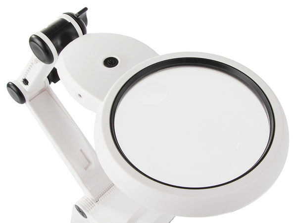 Juvelyro stalo didysis 12x 8x 18 led usb lupa