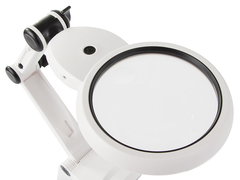 Juvelyro stalo didysis 12x 8x 18 led usb lupa