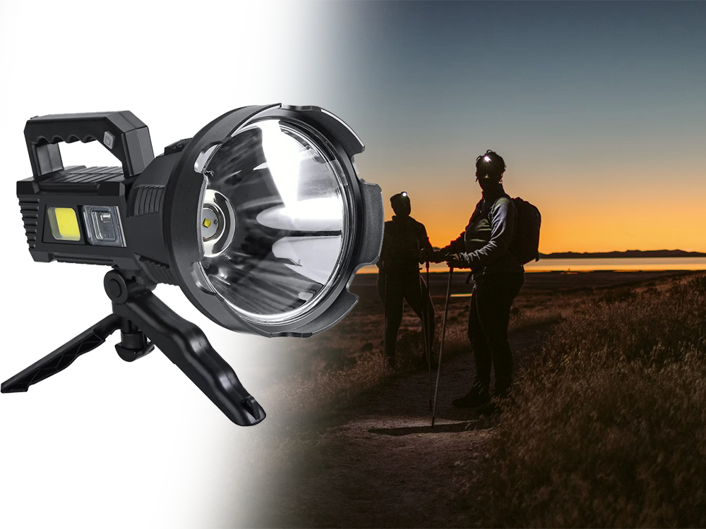 Žibintuvėlis prožektorius trikojis cree led xhp50 cob