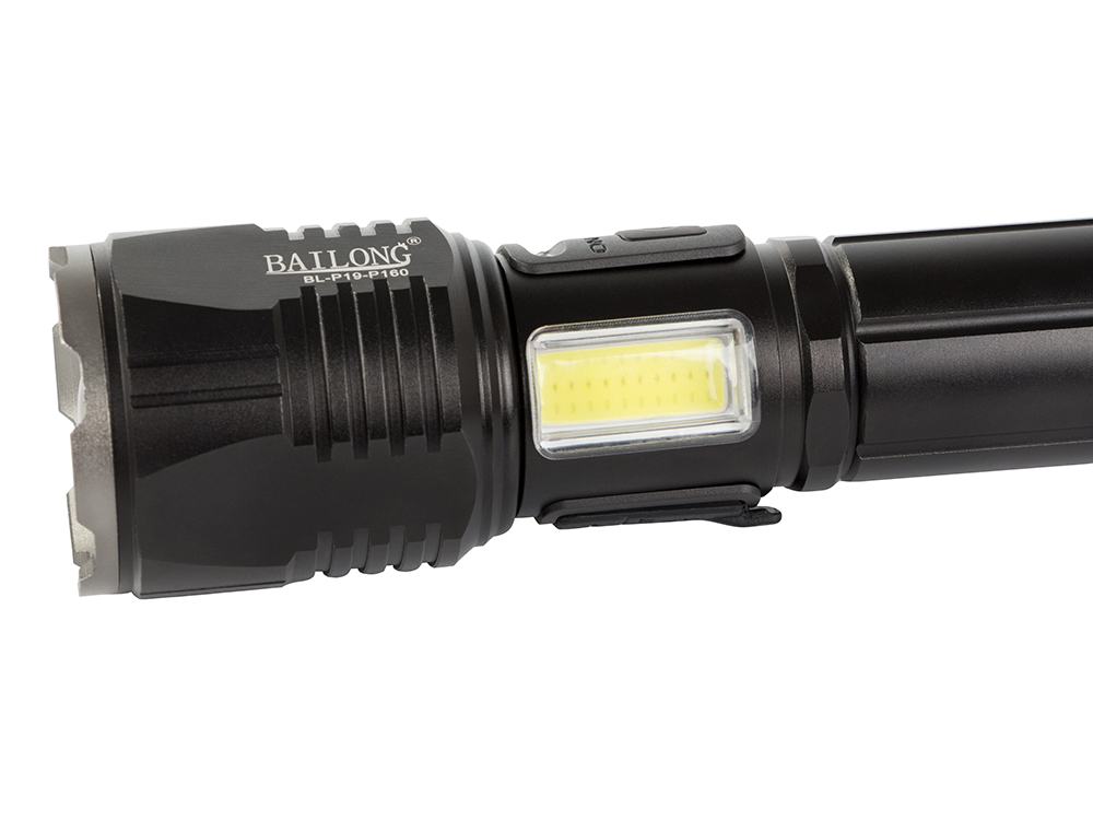 Taktinis žibintuvėlis bailong cree cob led xhp160 galia