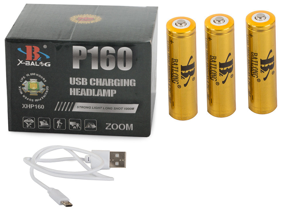 Bailong vadovaujamas priekinis žibintas xhp160 powerbank priartinimas