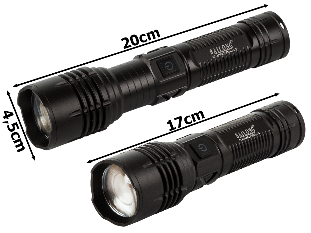 Taktinis žibintuvėlis bailong strong led pm10-tg zoom