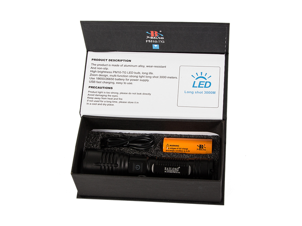 Taktinis žibintuvėlis bailong strong led pm10-tg zoom
