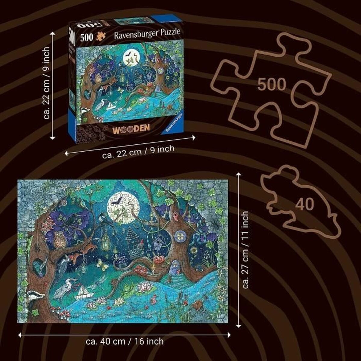 Dėlionė Ravensburger 17516 Fantasy Forest Medžio 500 Dalys