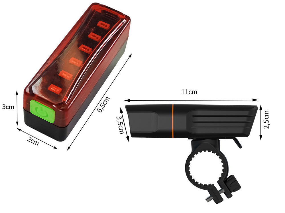 Dviračių šviesos priekinis galinis led dviračių rinkinys usb