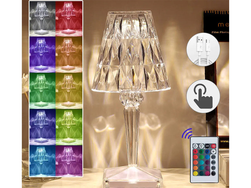 Stalinė lempa led krištolo rgb usb nuotolinio valdymo pultas