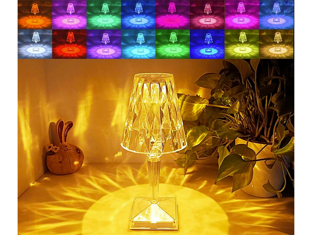 Stalinė lempa led krištolo rgb usb nuotolinio valdymo pultas