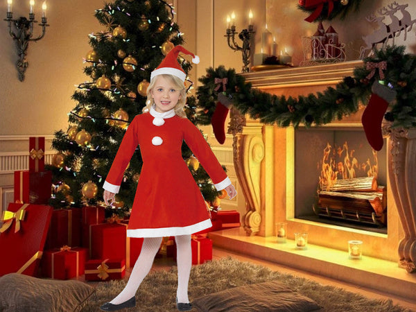 Santa claus kostiumas mergaitei kepurė