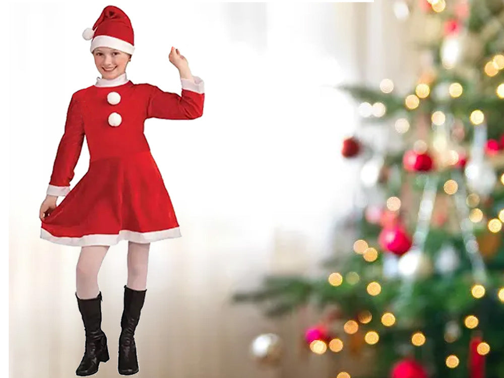 Santa claus kostiumas mergaitei kepurė
