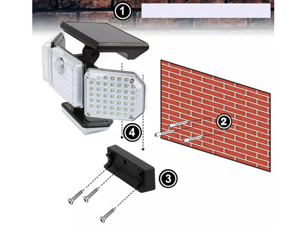Saulės lempa 181 led su sutemų judesio jutikliu + nuotolinio valdymo sodo gatvės lempa