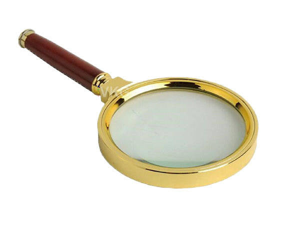 Klasikinis rankinis lupa 80 mm auksinis stiklas elegant
