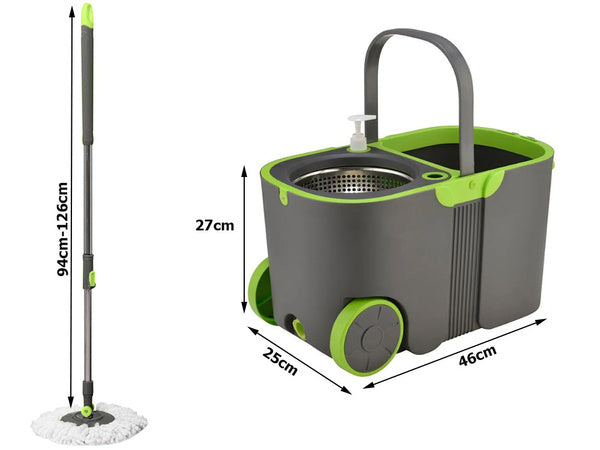 Rotacinės šluostės 360 turbo kibiro rinkinys 2x mikropluošto pagalvėlės