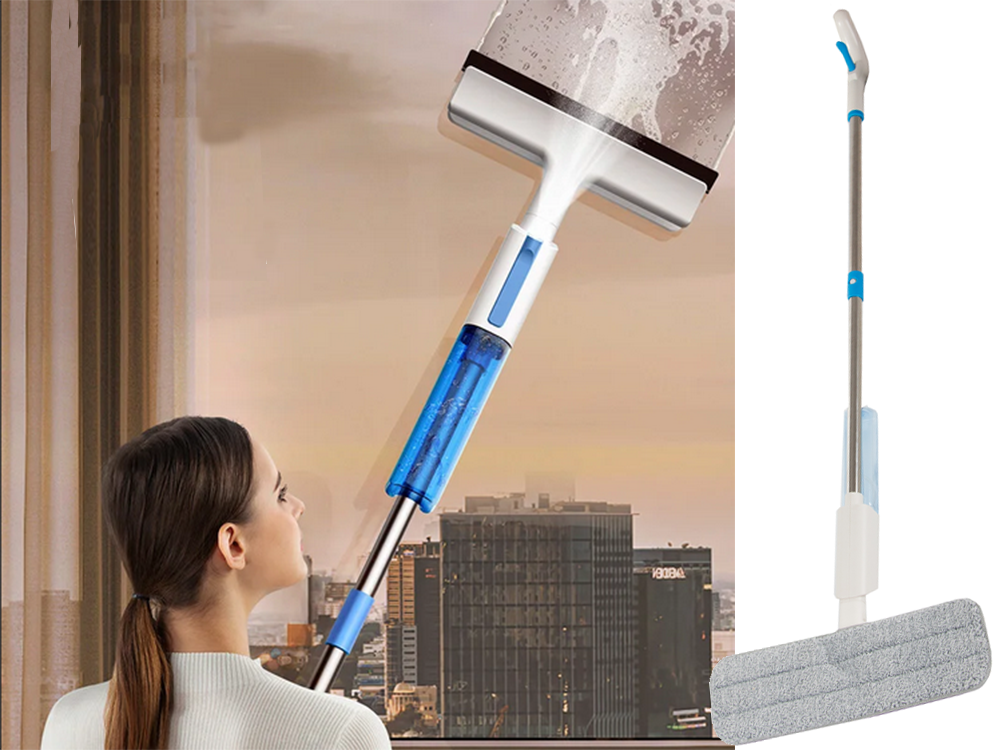Plokščių mopas su spray spray window washer 3x trinkelės 2in1