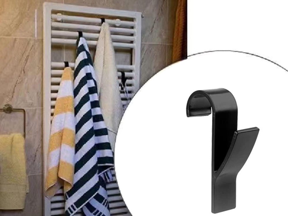 2x vonios kambaryje kabliukas radiatoriui, radiatoriui ir vonios rankšluosčių kabinimo komplektas