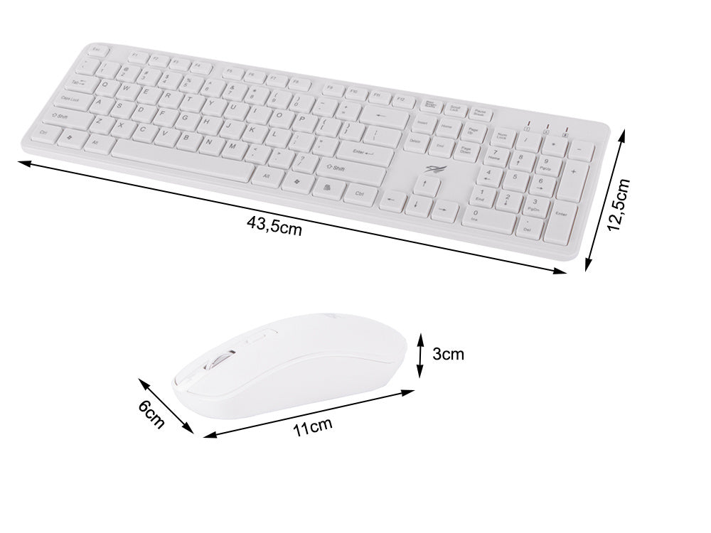 Klaviatūros ir pelės belaidės pelės rinkinys tylus skaitmeninis usb, Baltas, Szín, Fehér