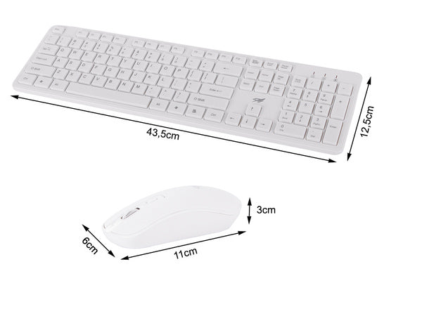 Klaviatūros ir pelės belaidės pelės rinkinys tylus skaitmeninis usb, Baltas, Szín, Fehér