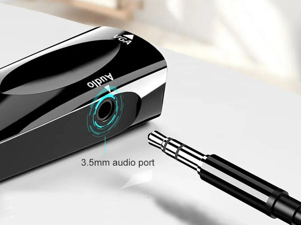 Konverterio adapteris iš hdmi į vga d-sub audio mini lizdą