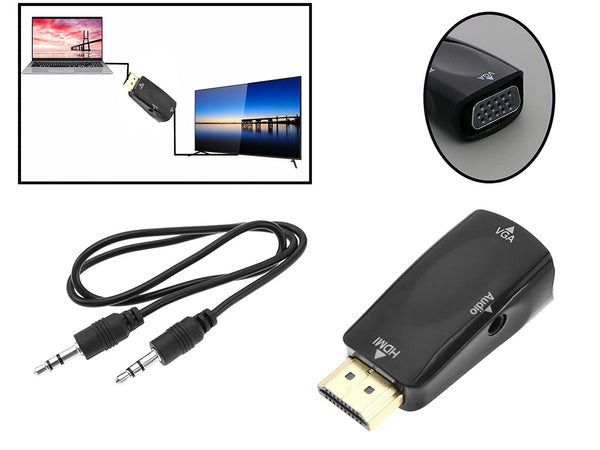 Konverterio adapteris iš hdmi į vga d-sub audio mini lizdą