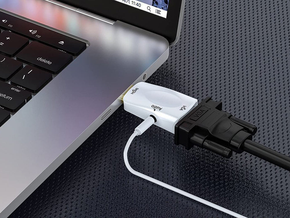 Konverterio adapteris iš hdmi į vga d-sub audio mini lizdą