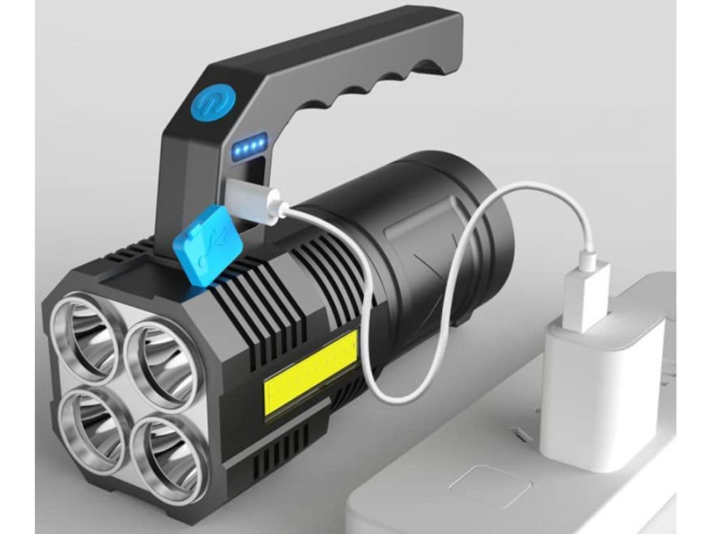 Įkraunama baterija maitinamas led prožektorius karinė policija 2 in 1