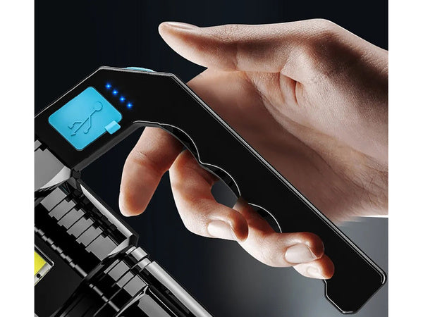 Įkraunama baterija maitinamas led prožektorius karinė policija 2 in 1