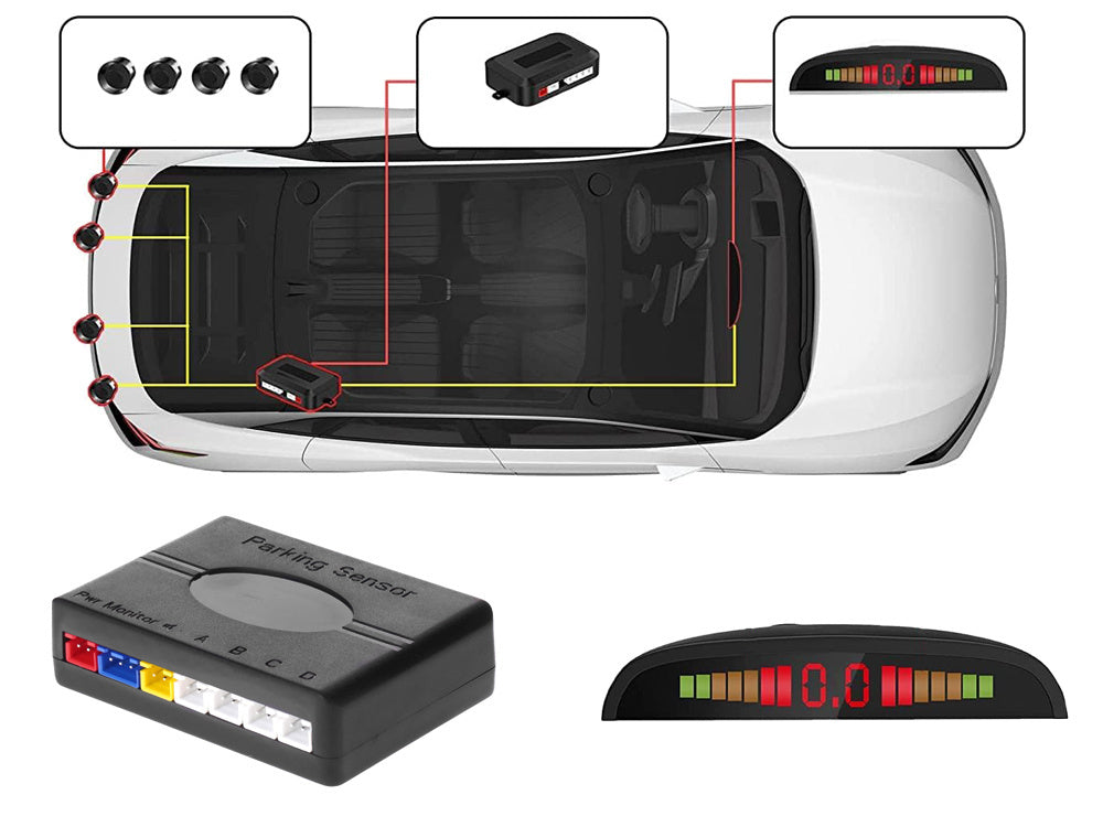 Galinių galinių parkavimo jutiklių rinkinys 4x jutiklių lcd display