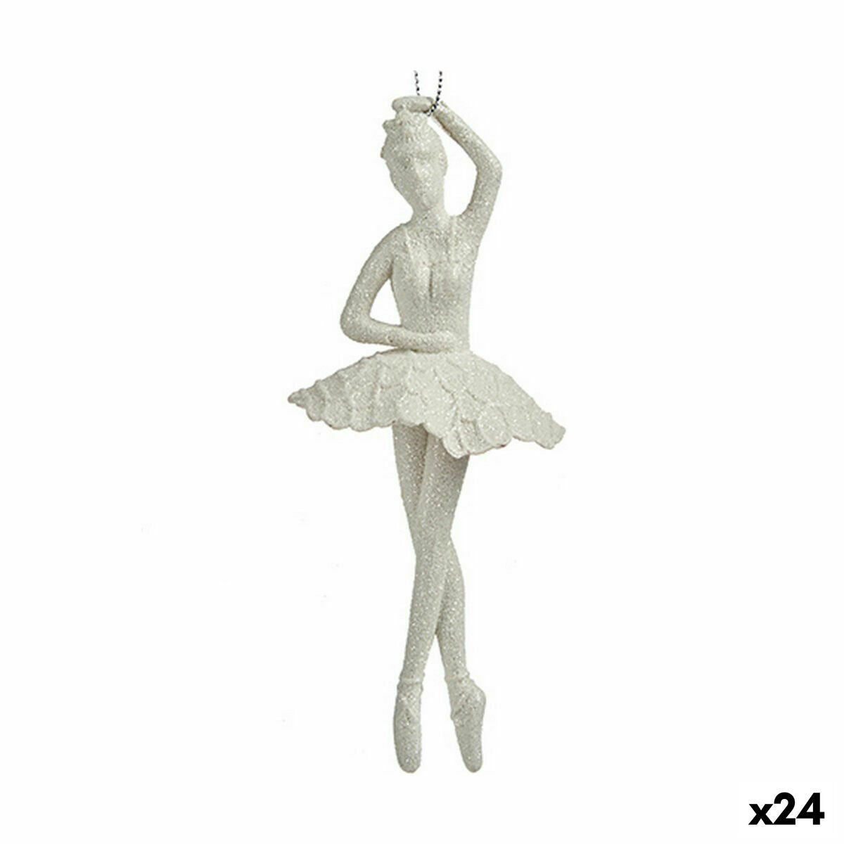 Kalėdų papuošalai Balerina Balta Plastmasinis Blizgučiai 6,7 x 16 x 6,7 cm (24 vnt.)