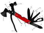 Multitool daugiafunkcinis įrankis 17in1 survival plaktukas-smulkintuvas kombainai
