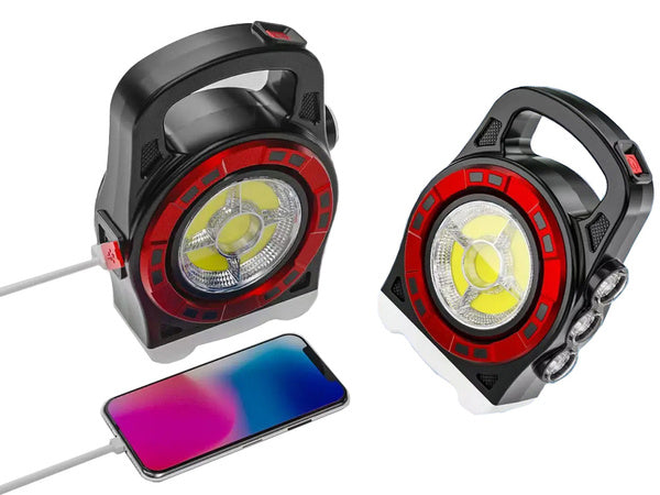 Saulės žibintuvėlis nešiojamas įkraunamas led šviesos powerbank reflektorius
