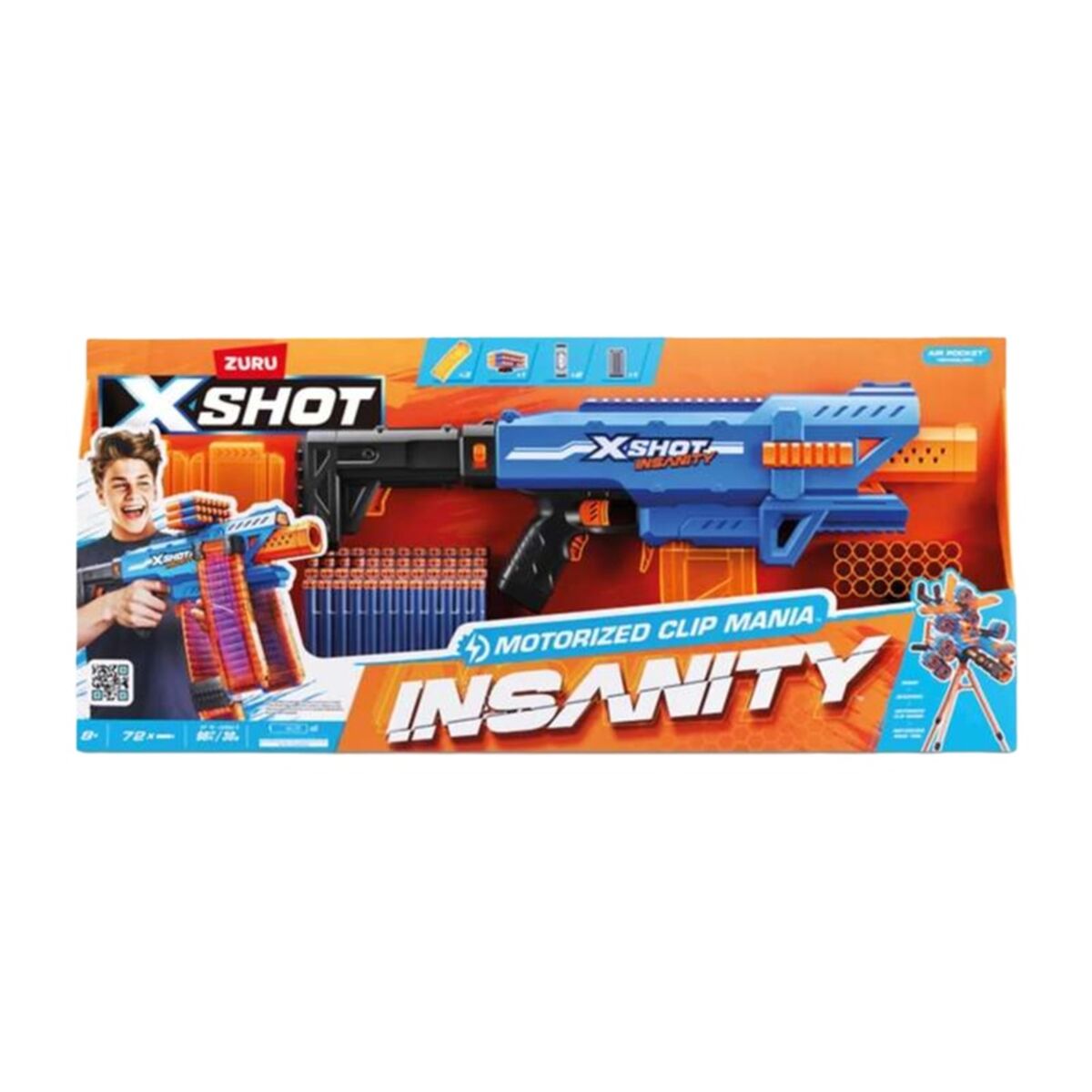 Minkštų strėlyčių šautuvas X-Shot Insanity clip 80 x 40 cm