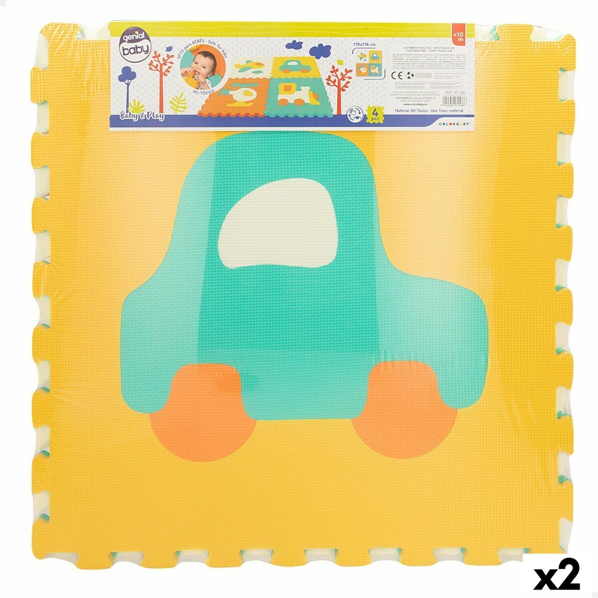 Kilimas Puzlė Colorbaby 4 Dalys Transporto priemonių 118 x 118 cm EVA (2 vnt.)