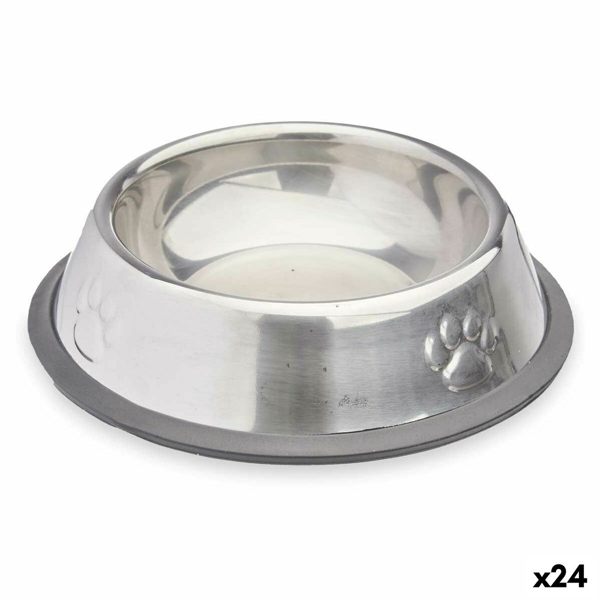 Šunų maisto indas Sidabras Pilka Guma Metalinis 15 x 4 x 15 cm (24 vnt.)