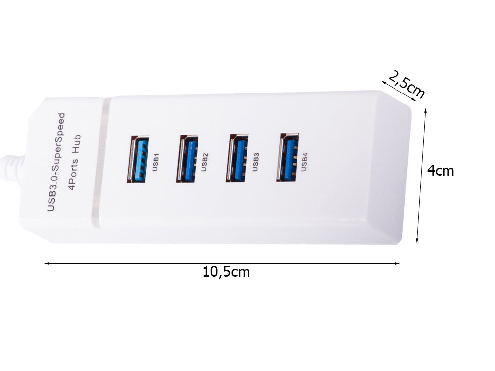 Koncentratorius usb 3.0 prievadų skirstytuvas 4 prievadų skirstytuvo adapterio adapteris, Baltas, Szín, Fehér