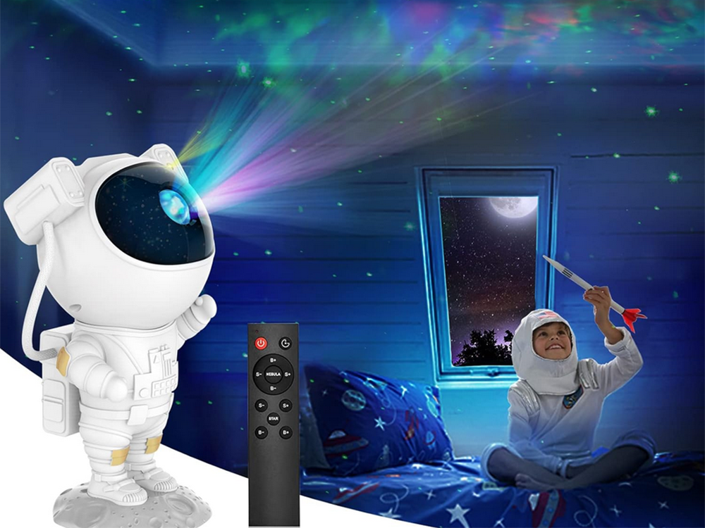 Žvaigždžių projektorius astronautas naktinė šviesa lazerinis dangaus projektorius led nuotolinio valdymo pultas