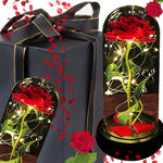 Amžina rožė stikle raudona led dovana šviečianti proga moterims