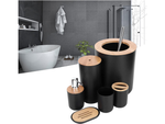 Vonios kambario rinkinys "6-in-1" vonios kambario tualeto rankenėlė su šiukšliadėže black set