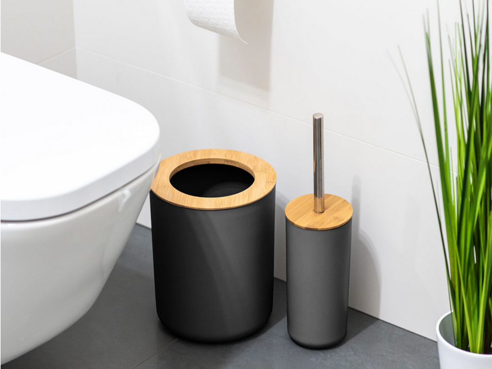 Vonios kambario rinkinys "6-in-1" vonios kambario tualeto rankenėlė su šiukšliadėže black set