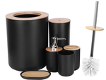 Vonios kambario rinkinys "6-in-1" vonios kambario tualeto rankenėlė su šiukšliadėže black set
