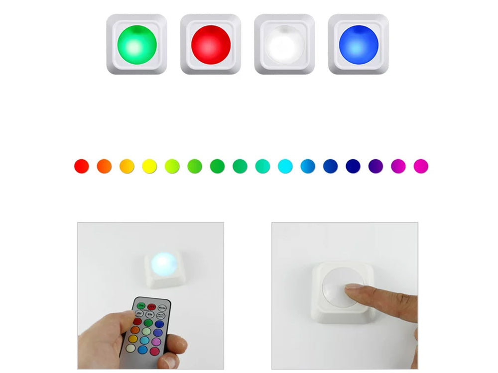 Belaidis rgb vadovaujama naktinė šviesa nuotolinio valdymo pultas 2 vnt., Baltas, Szín, Fehér