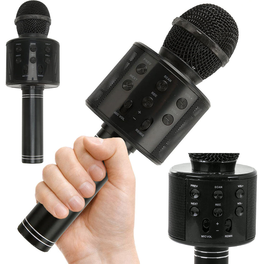 bluetooth belaidis mikrofonas karaoke garsiakalbis balso moduliatorius apvalus, Juoda, Szín, Fekete